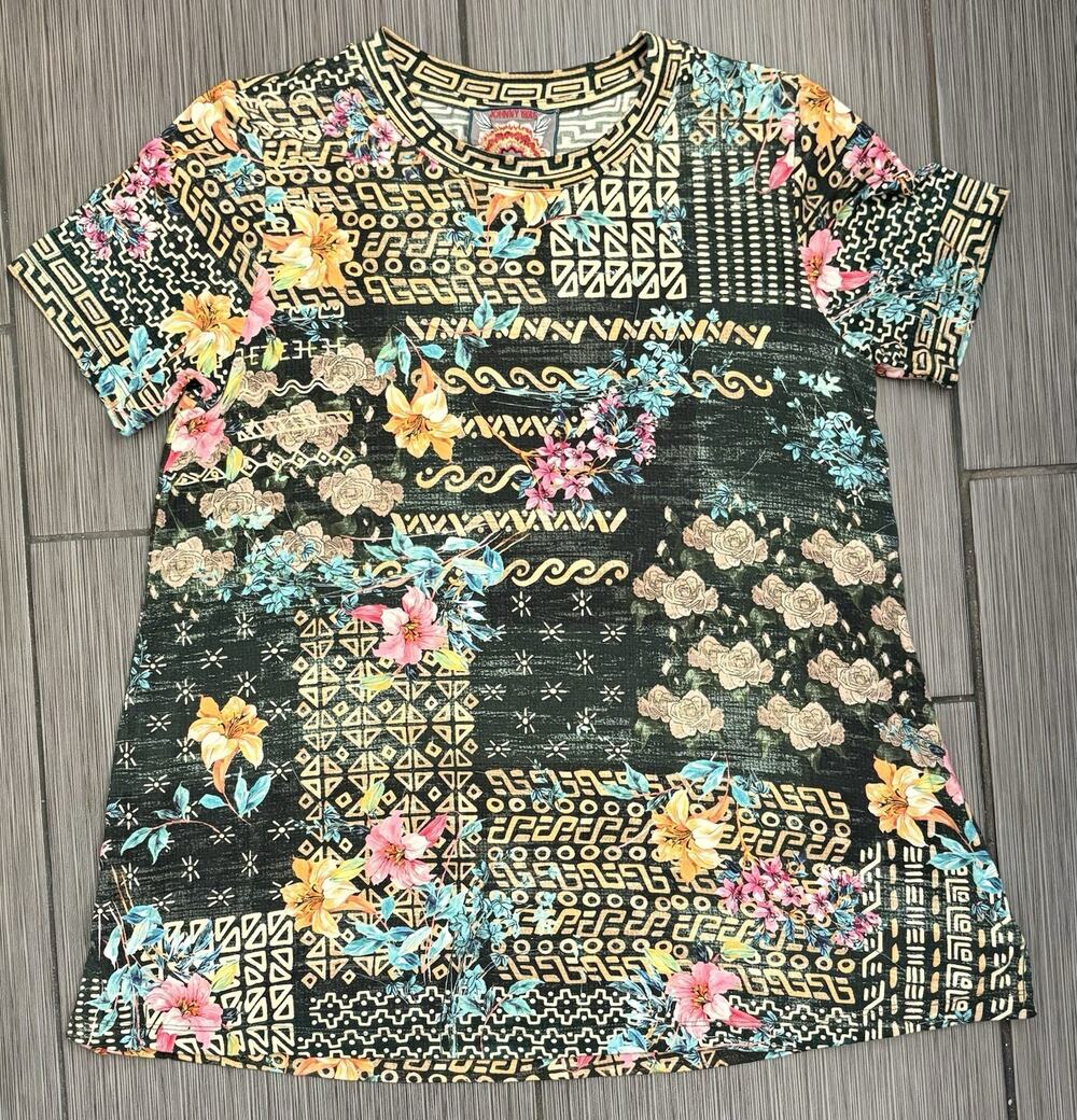 Johnny Was Weller Favorite Printed Swing Tee Women’s Medium Bamboo